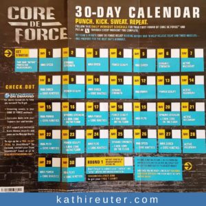 Core De Force 30 day Workout Calendar