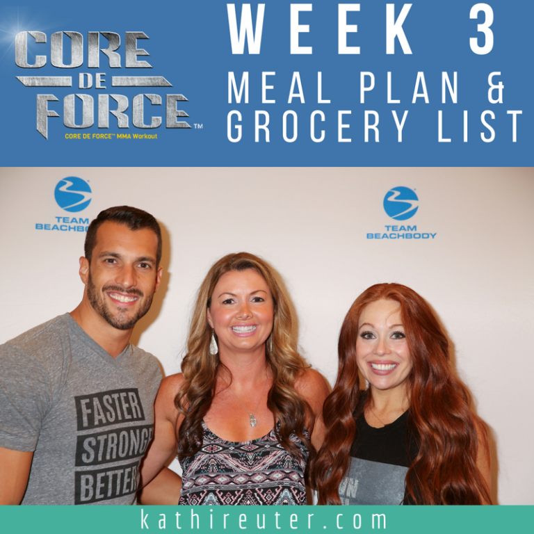 core de force week 3 meal plan and grocery list