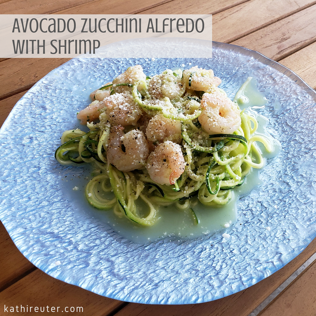 Avocado Zucchini Alfred with Shrimp